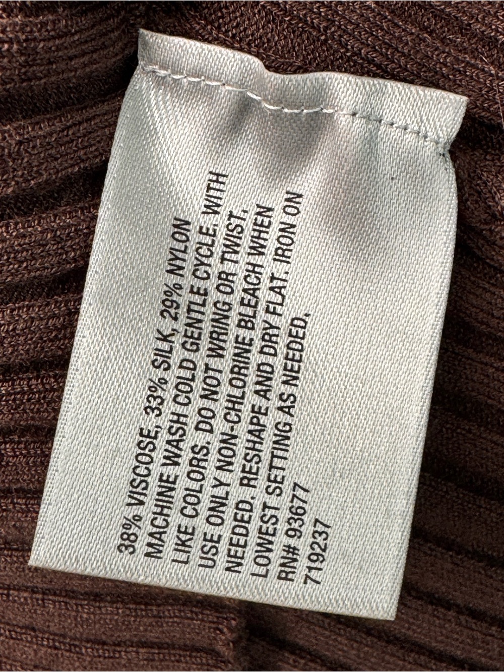 Y2K VTG 00s Brown Stretchy Ribbed U Metal Opening Ribbed Top XL Worthington - Picture 6 of 6
